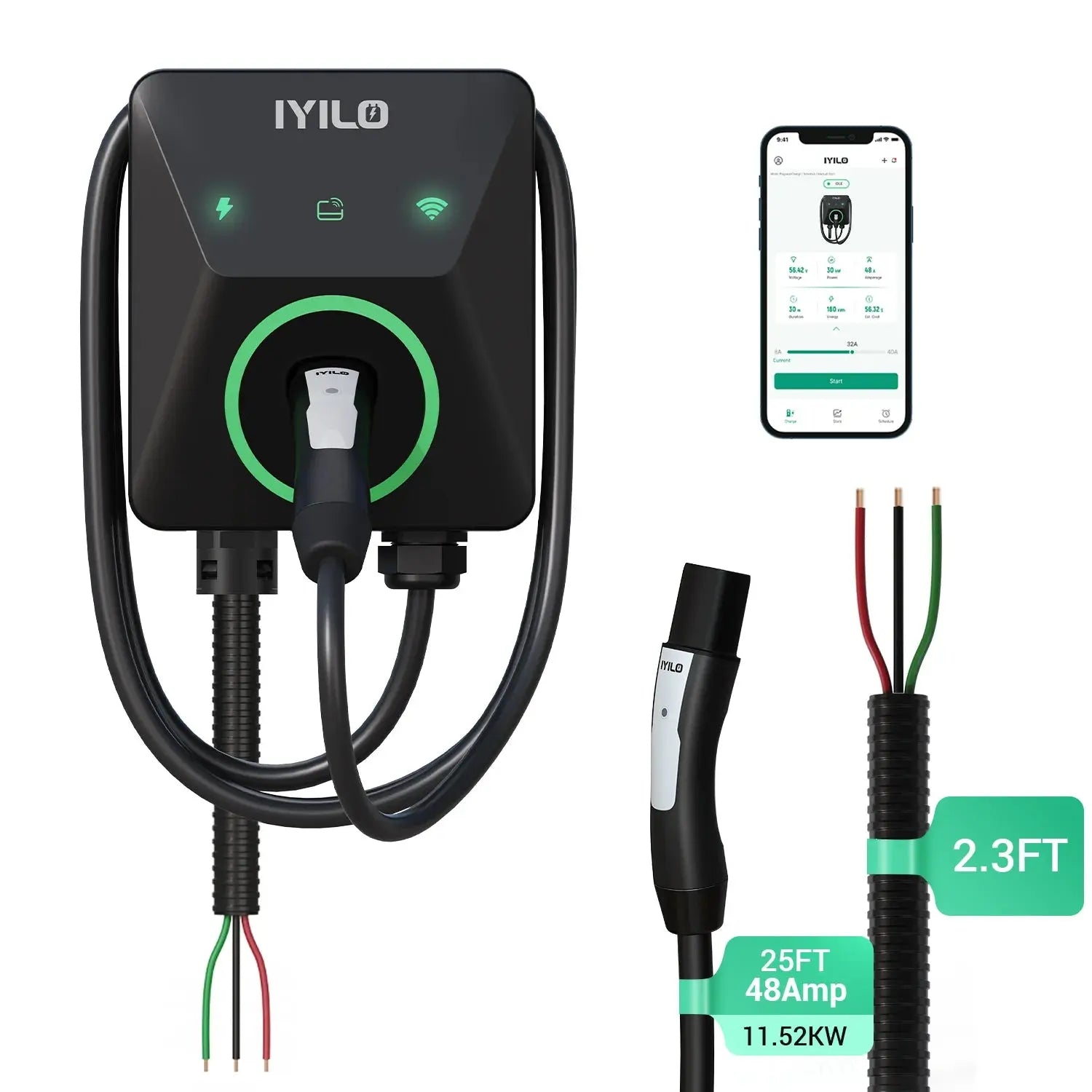 IYILO Level 2 EV Charger NACS (J3400)Hardwired – 48A IYILO