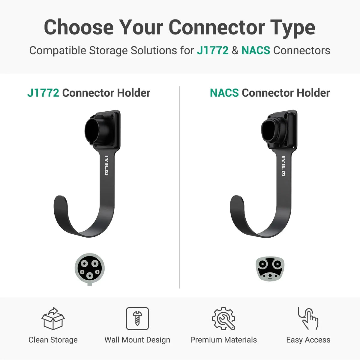 IYILO J3400 EV Charger Cable Holder & Connector Holster IYILO