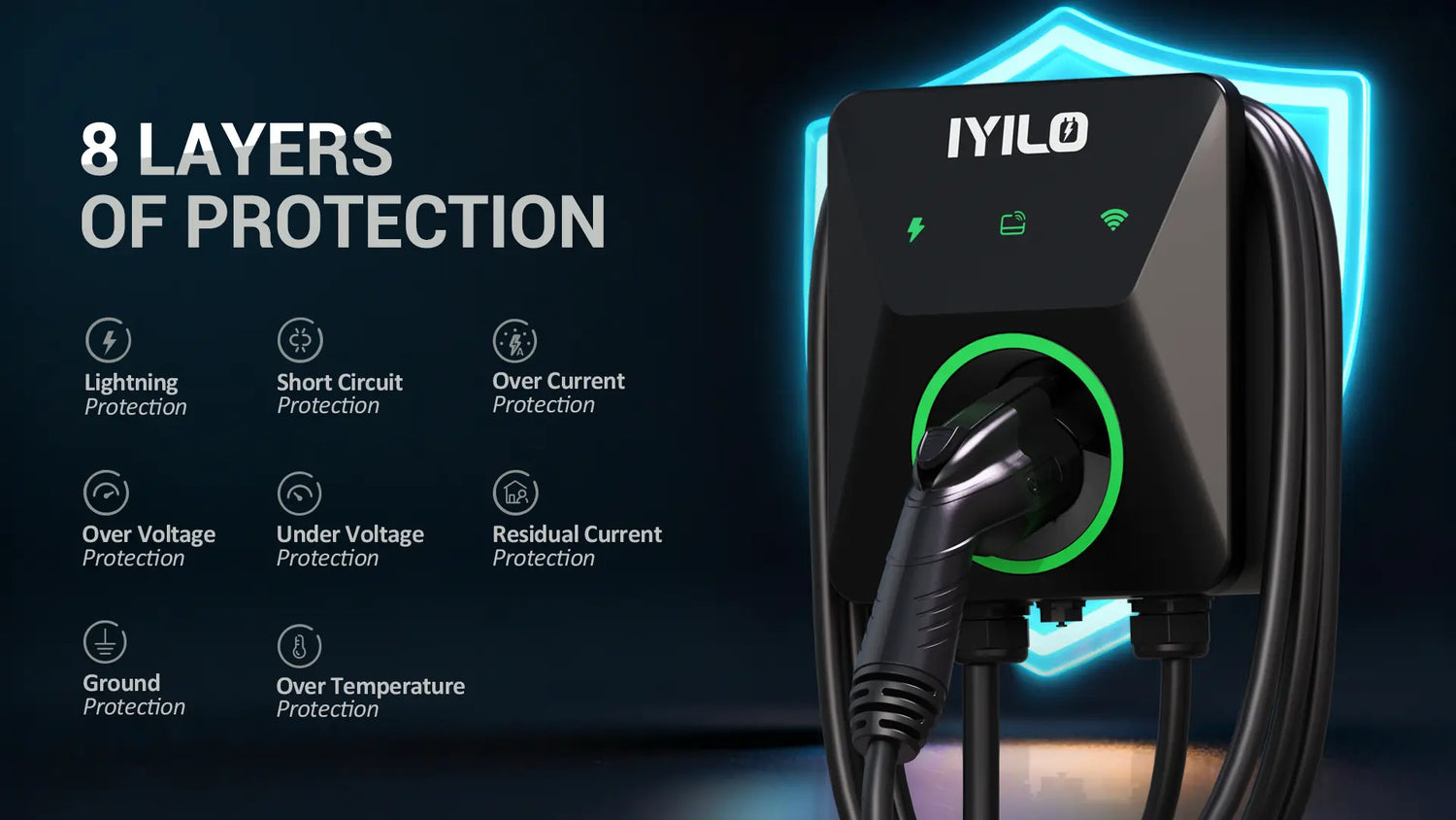IYILO level 2 EV charger 8 layers of protection