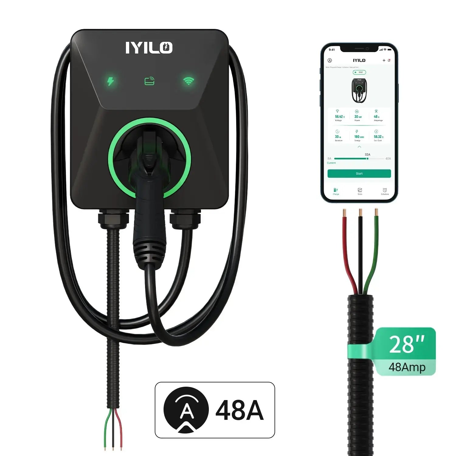 IYILO Pro Level 2 EV Charger Hardwired - 48A - IYILO