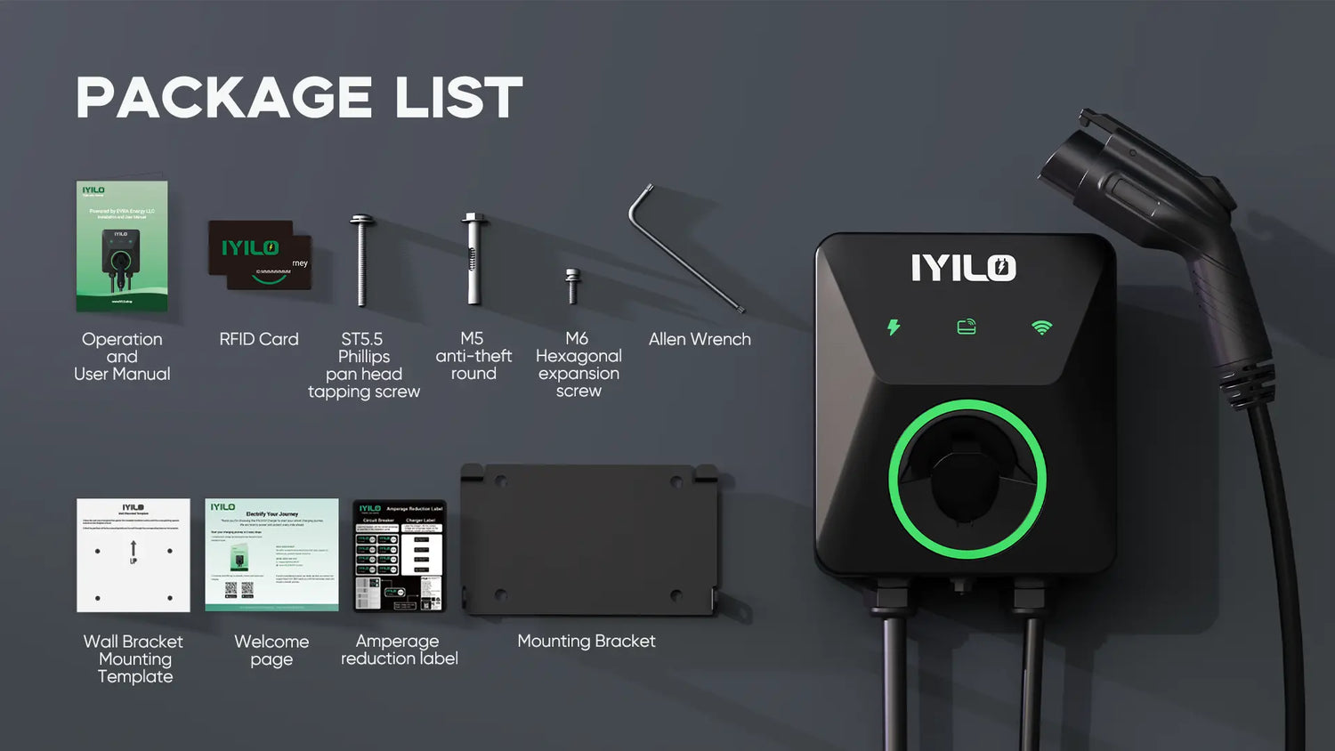 IYILO EV charger package list
