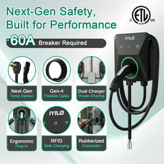 IYILO Level 2 EV Charger NACS (J3400)Hardwired – 48A IYILO