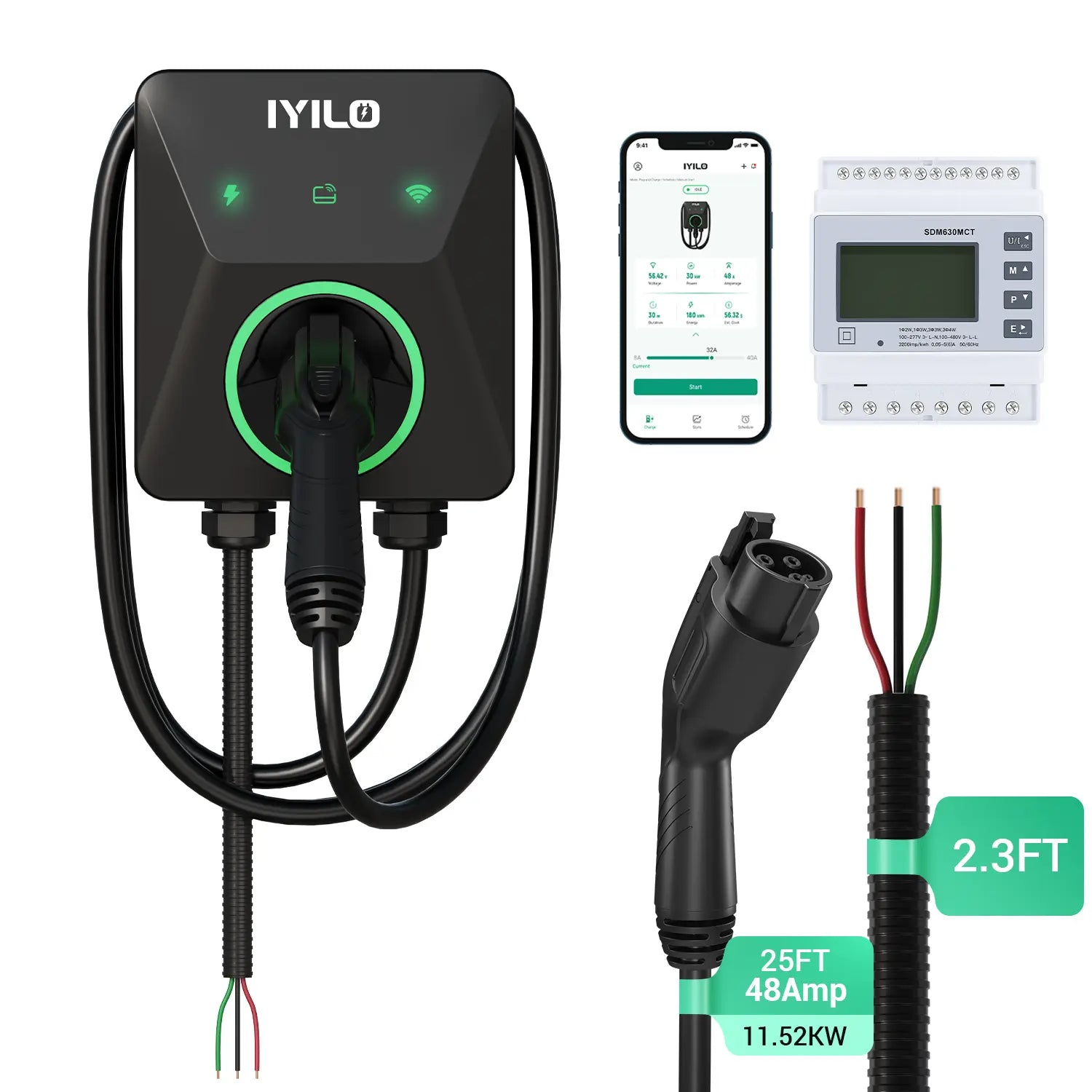 IYILO Pro EV Charger level 2 Hardwired with energy meter - 48A IYILO