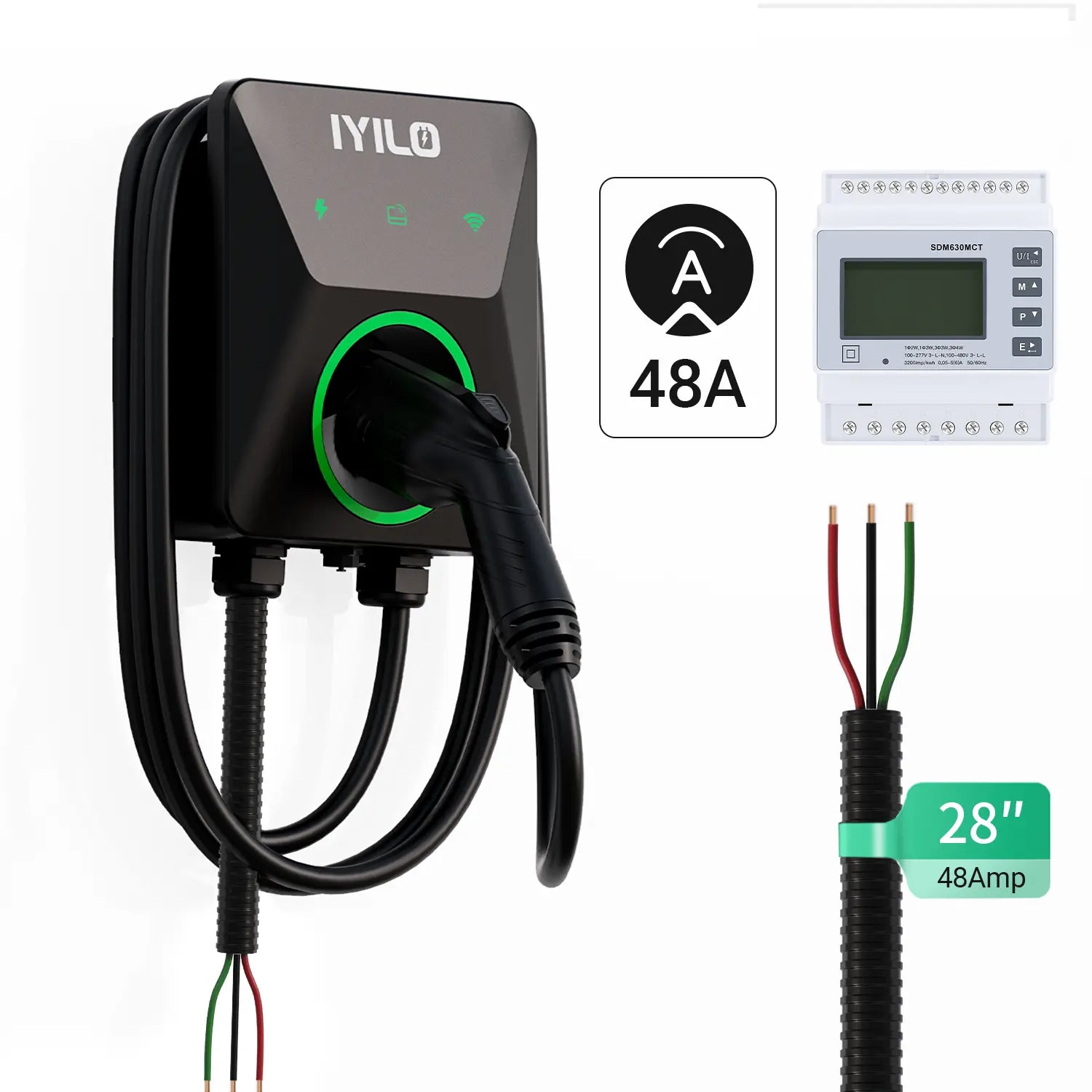 IYILO Pro Level 2 EV Charger Hardwired with energy meter - 48A - IYILO